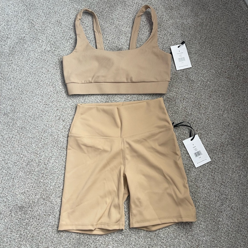 IVL Collective Ribbed Twist Sports Bra & Bike Short Set